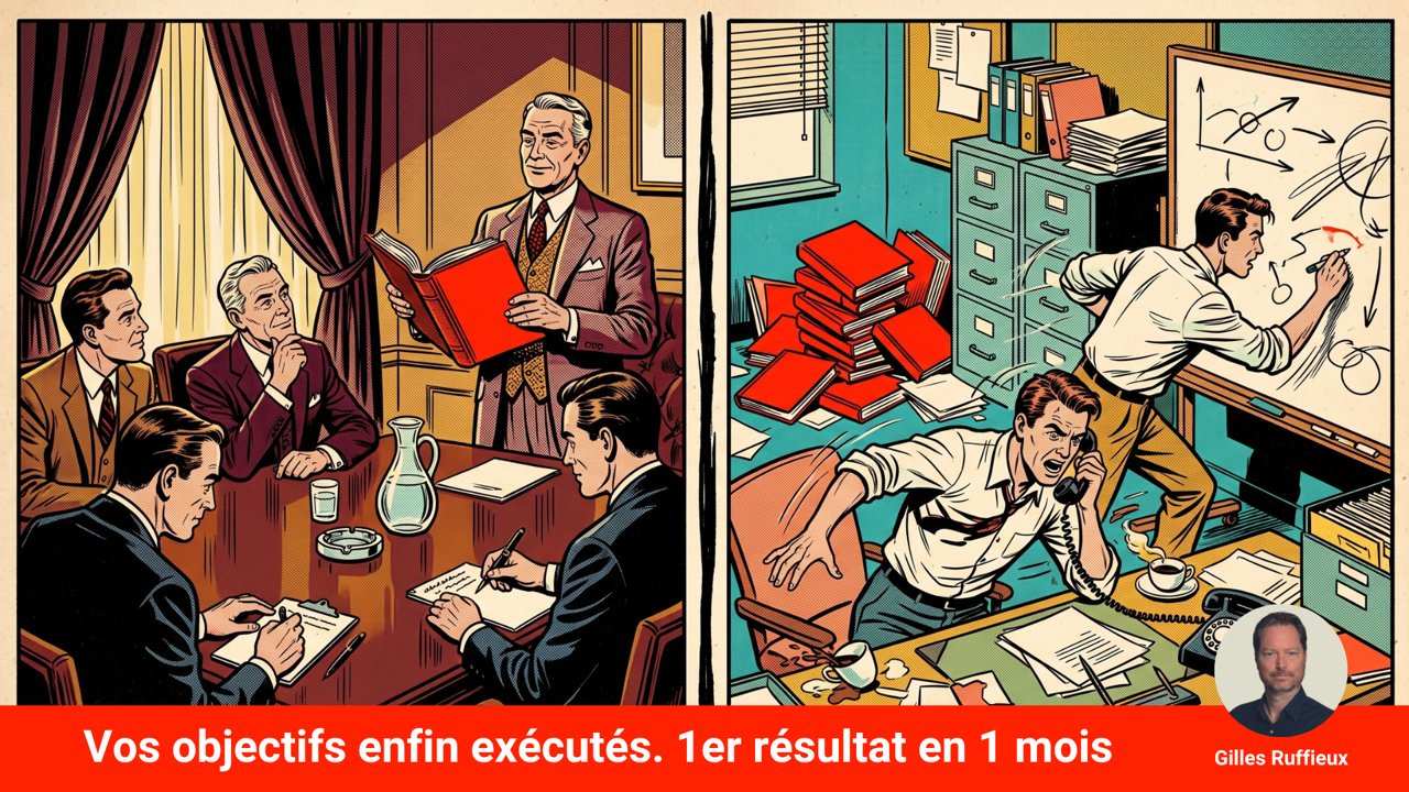 Un comité lit son plan stratégique pendant que l'équipe court pour exécuter