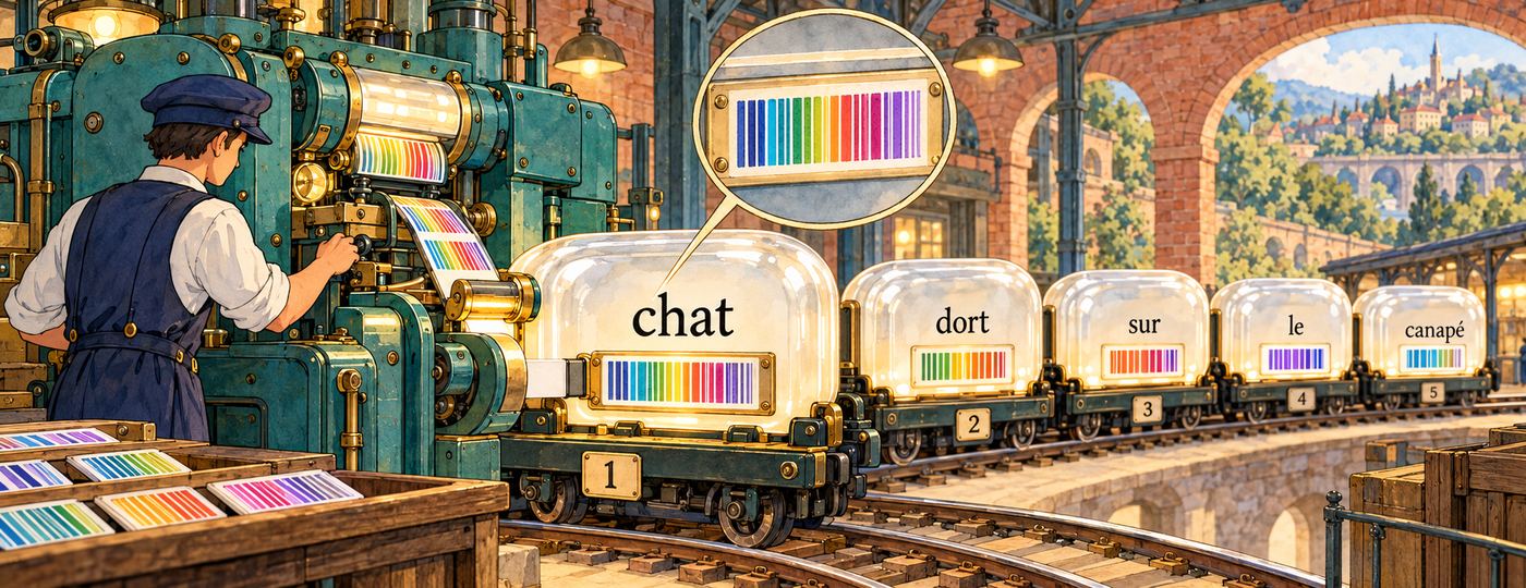Un opérateur fixe sur chaque capsule une bande de marques colorées, comme un code-barres