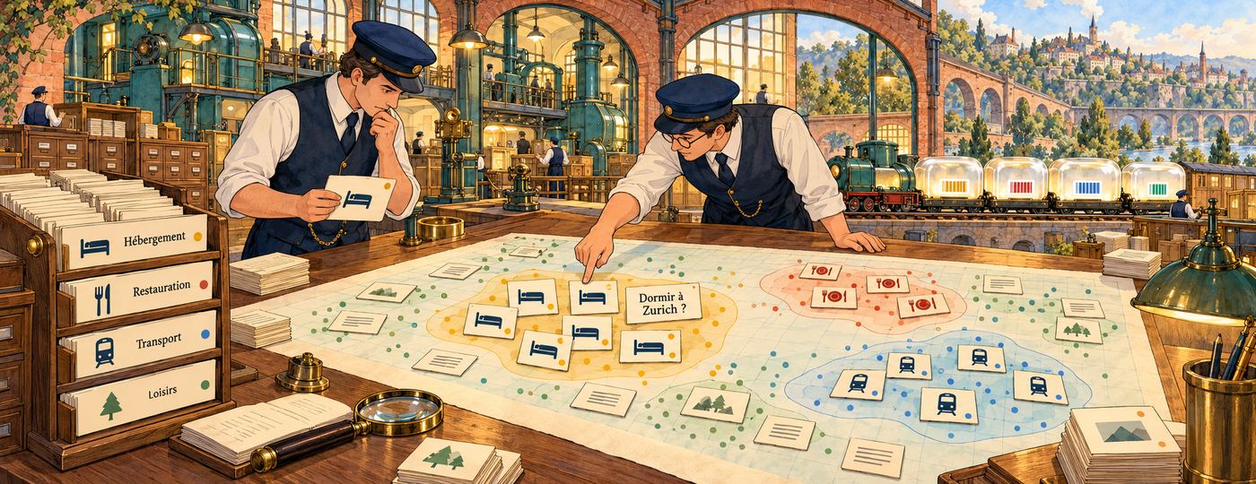 Une immense carte où les fiches sur des sujets proches sont voisines, et un index de mots exacts